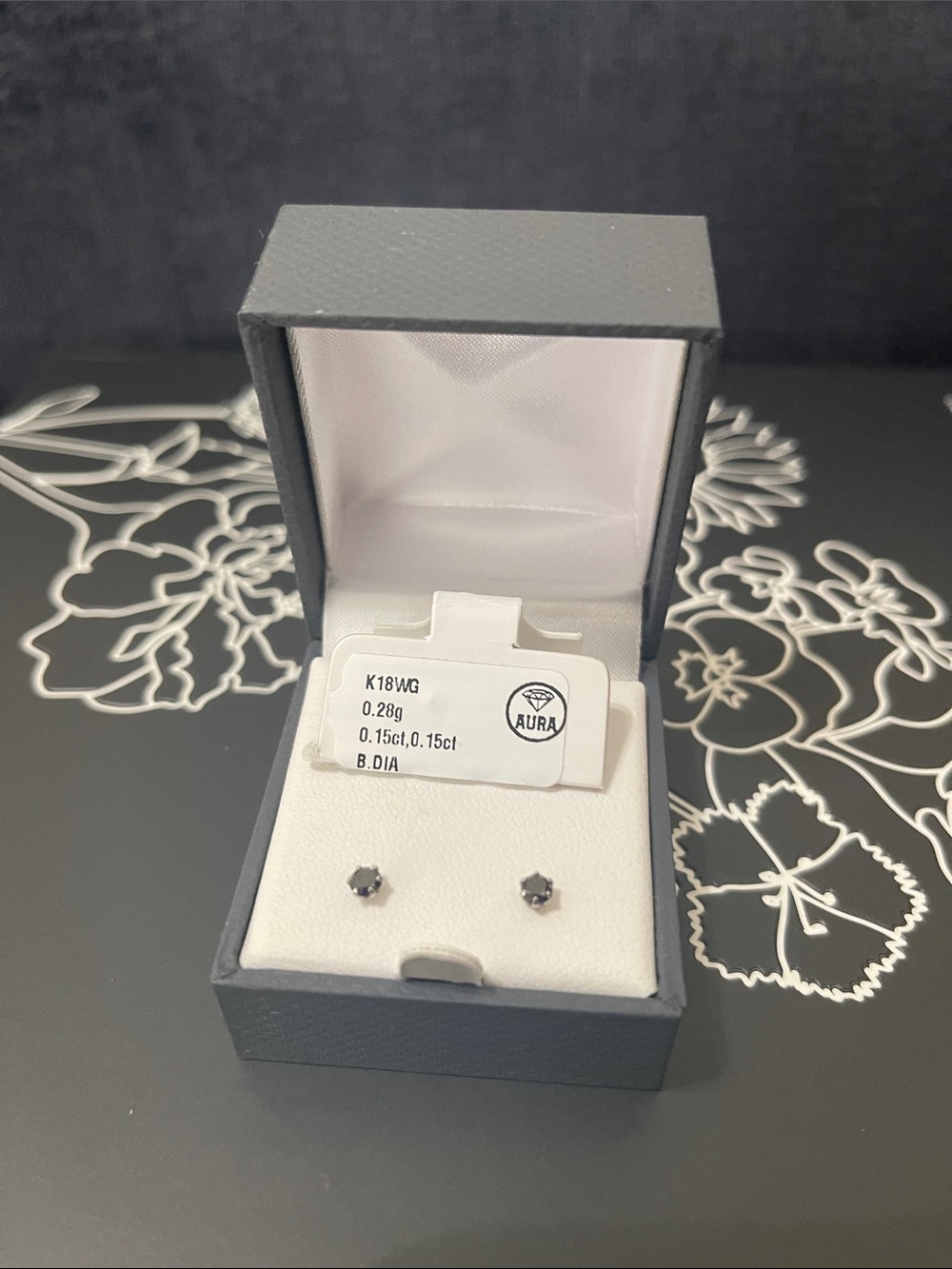 Aura Black Diamond Stud Earrings in 18K White Gold